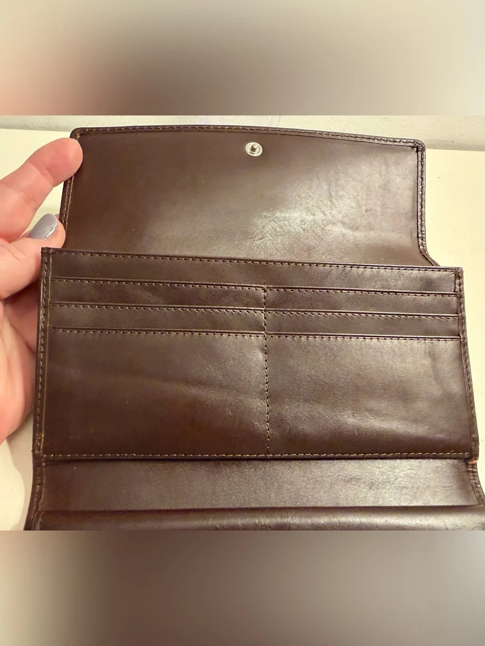 Lauren Ralph Lauren brown leather and suede wallet.